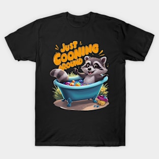 Just Cooning Mischievous Raccoons Bath Adventure T-Shirt